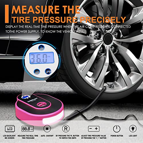 THINKWORK Car Emergency Kit for Teen Girl and Lady's Gifts, Pink Emergency Roadside Assistance kit with Digital Air Compressor, 10FT Jumper, First Aid Kit, and More Ideal Pink Car Accessories Tool -E7 - Image 2