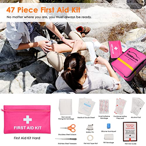 THINKWORK Car Emergency Kit for Teen Girl and Lady's Gifts, Pink Emergency Roadside Assistance kit with Digital Air Compressor, 10FT Jumper, First Aid Kit, and More Ideal Pink Car Accessories Tool -E7 - Image 4