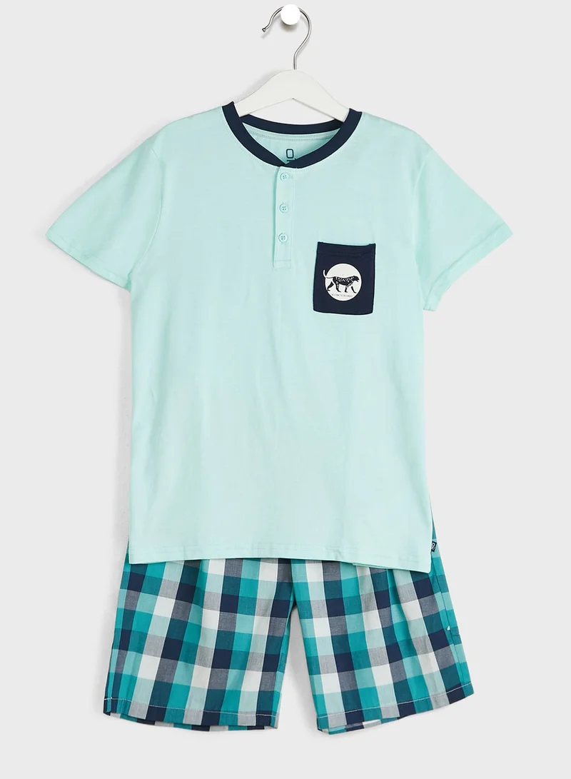 Okaidi Obaibi Youth Checked Pyjama Set
