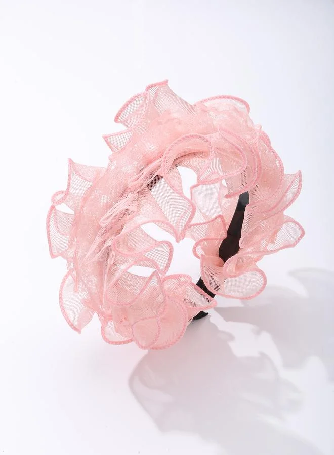 تايك تو Girls Pink Ruffled Mesh Headband