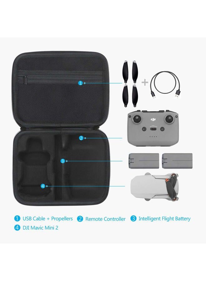 JSVER Mini 4K/Mavic Mini 2/Mini 2 SE Portable EVA Hard Case Travel Case for DJI Mini 4K/Mavic Mini 2 Storage Bag Carrying Case Cover Accessories - Black - Image 3