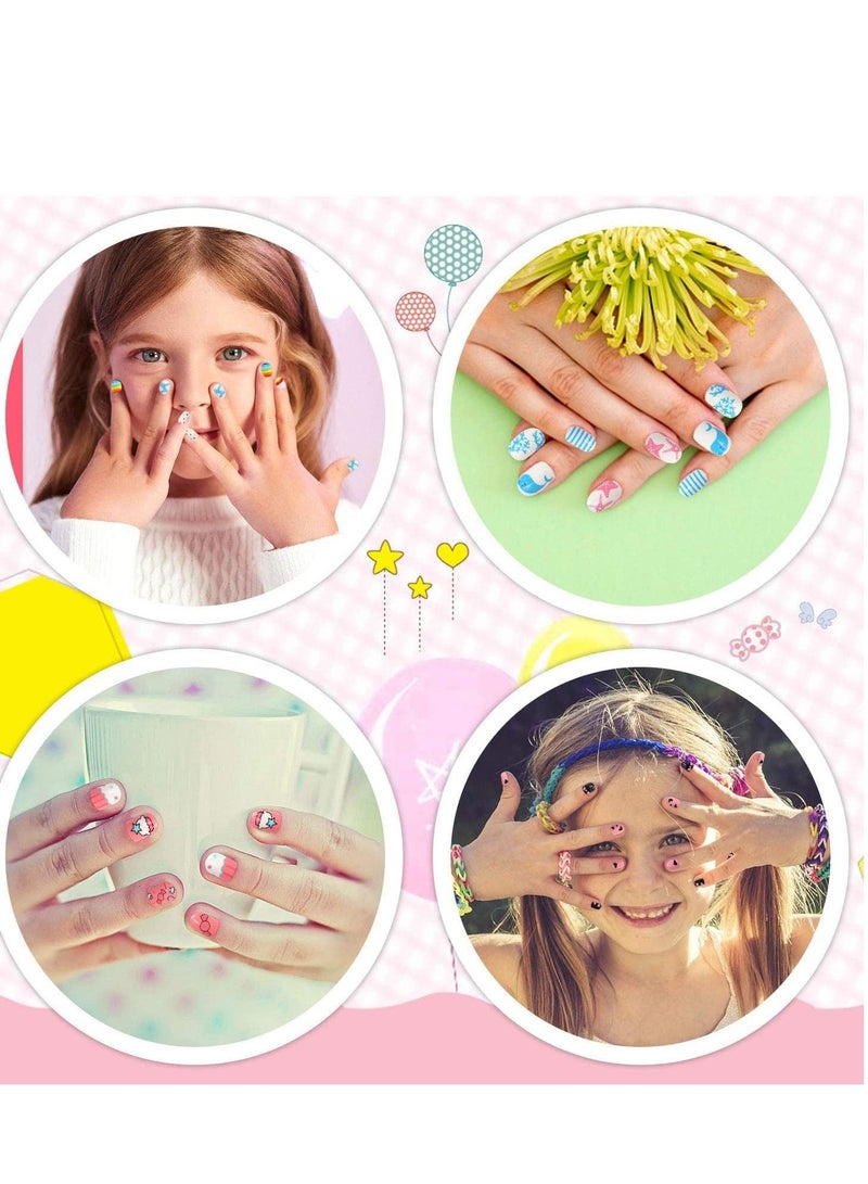 SYOSI Kids Fake Nails Press on, for Girls Pre-glue Full Cover Short False Nails Children Lovely Gift for Kids Teens Nail Art Decoration(Refreshing and Cute) - Image 2