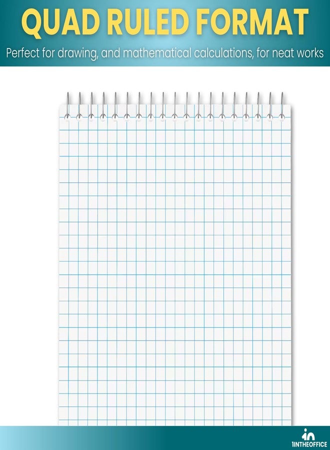 1InTheOffice Graph Ruled Note Pad 6" x 9", Graph Paper Spiral Bound Notebook, White, 80 Sheets/Pad, 6 Pads/Pack - Image 3