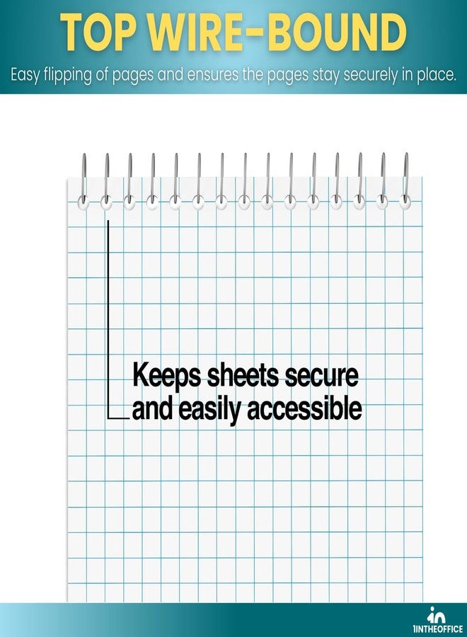 1InTheOffice Graph Ruled Note Pad 6" x 9", Graph Paper Spiral Bound Notebook, White, 80 Sheets/Pad, 6 Pads/Pack - Image 4
