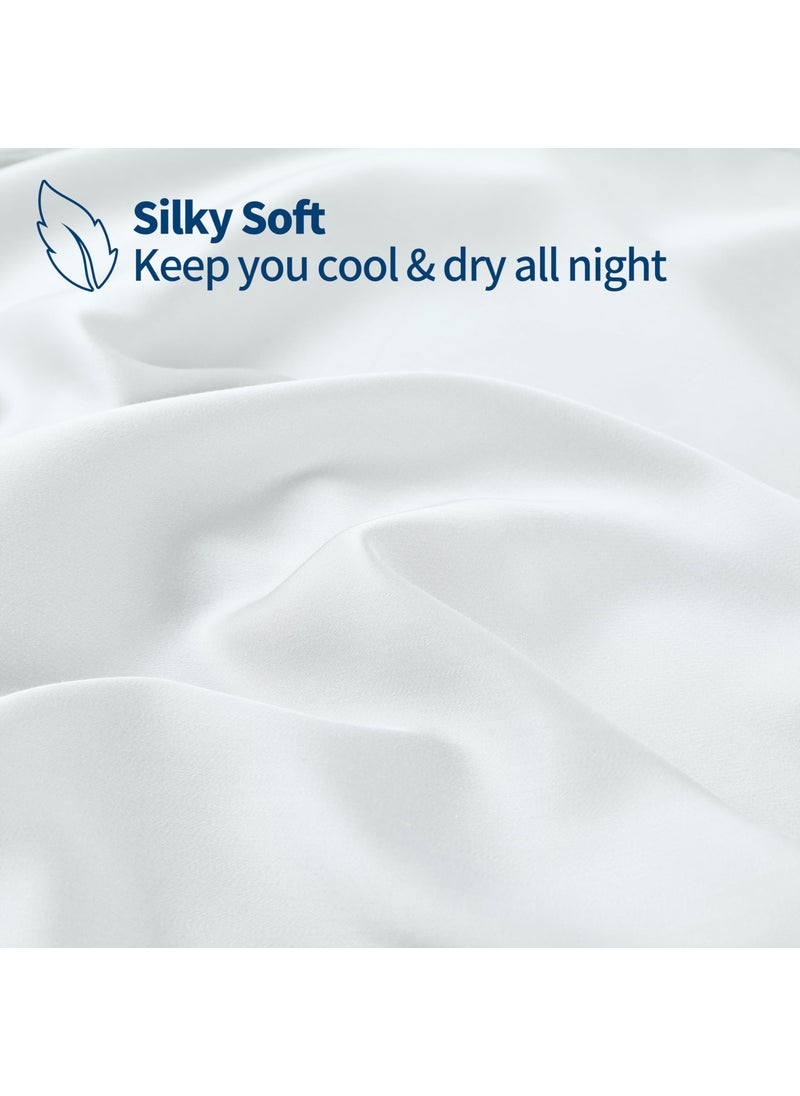 Zaizaihome 2 Pack Bamboo Viscose Cooling Fitted Sheet Twin XL Size Only  400 Thread Count  16"" Deep Pocket Cooling Bottom Sheets for Hot Sleeper  Silky Soft Breathable (Twin XL  White  - Image 3