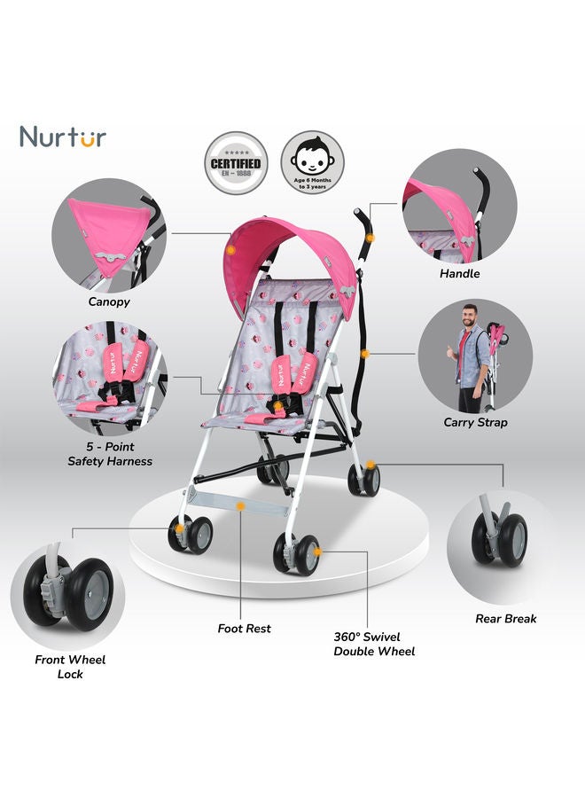 Nurtur Rex Buggy Stroller Multicolor Lightweight Stroller with Compact Fold Canopy Shoulder Strap 6 to 36 months Multicolor Official Product - Image 2