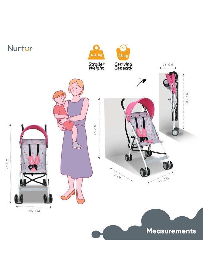 Nurtur Rex Buggy Stroller Multicolor Lightweight Stroller with Compact Fold Canopy Shoulder Strap 6 to 36 months Multicolor Official Product - Image 4