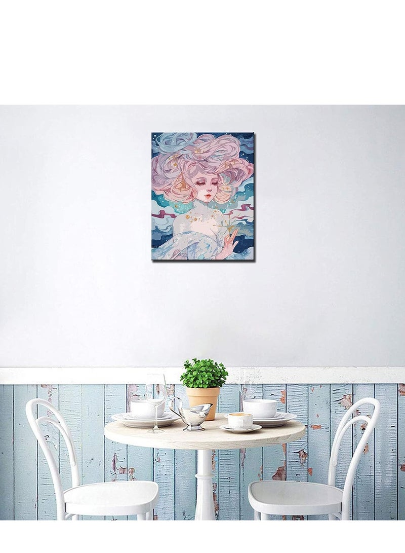 SOLARAE Fantasy Girl Paint by Numbers Kits Canvas DIY Gift Oil Painting for Kids, Students Adults Beginner with Brushes and Acrylic Pigment Pretty Women Portrait Picture Without Frame - Image 3