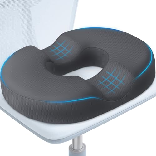 BlissTrends Donut Pillow Seat Cushion, Donut Chair Cushions for Postpartum Pregnancy & Hemorrhoids, Tailbone Pain Relief Cushion, Memory Foam Lifting Cushions for Office & Home Chairs (Grey, X-Large) - Image 1