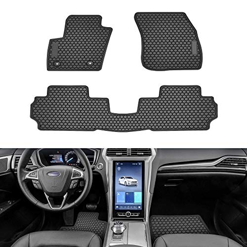 FEELOTAM TeddyTT Floor Mats Compatible with Ford Fusion 2013 2014 2015 2016 2017 2018 2019 2020 2021 Heavy Duty Rubber Front&Rear Car Carpet Waterproof Custom Seasons Odorless all weather 2017-2022 Lincoln MKZ - Image 5