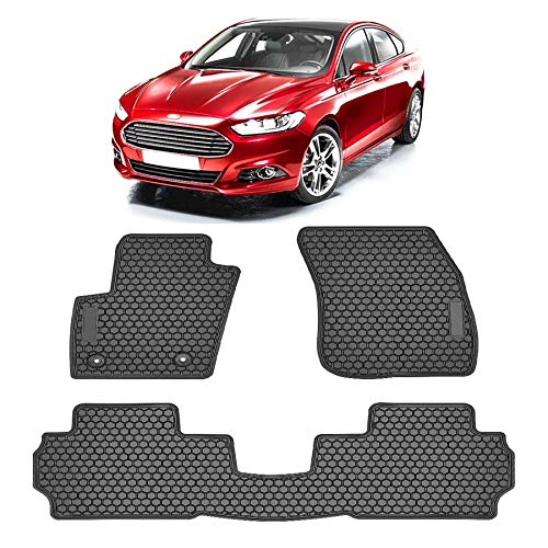 FEELOTAM TeddyTT Floor Mats Compatible with Ford Fusion 2013 2014 2015 2016 2017 2018 2019 2020 2021 Heavy Duty Rubber Front&Rear Car Carpet Waterproof Custom Seasons Odorless all weather 2017-2022 Lincoln MKZ - Image 1
