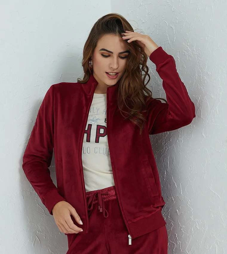 BEVERLY HILLS POLO CLUB Super Soft Velour Track Jacket