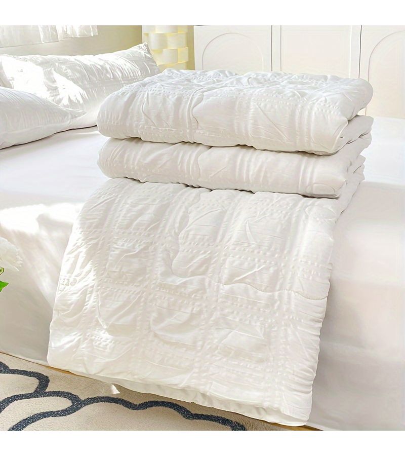 Lightweight Summer Quilt Breathable Seersucker Soft Comfortable Bedding For All Seasons Bedroom Decor Lemon Yellow 70.8786.61 - Image 2