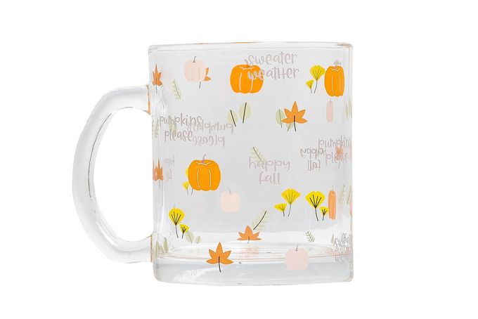 Pearhead Glass Harvest Mug, Halloween Home Dcor, Coffee And Tea Glass Mug, Fall Drinkware Accessories, Seasonal Mug, 12 oz. - Image 1