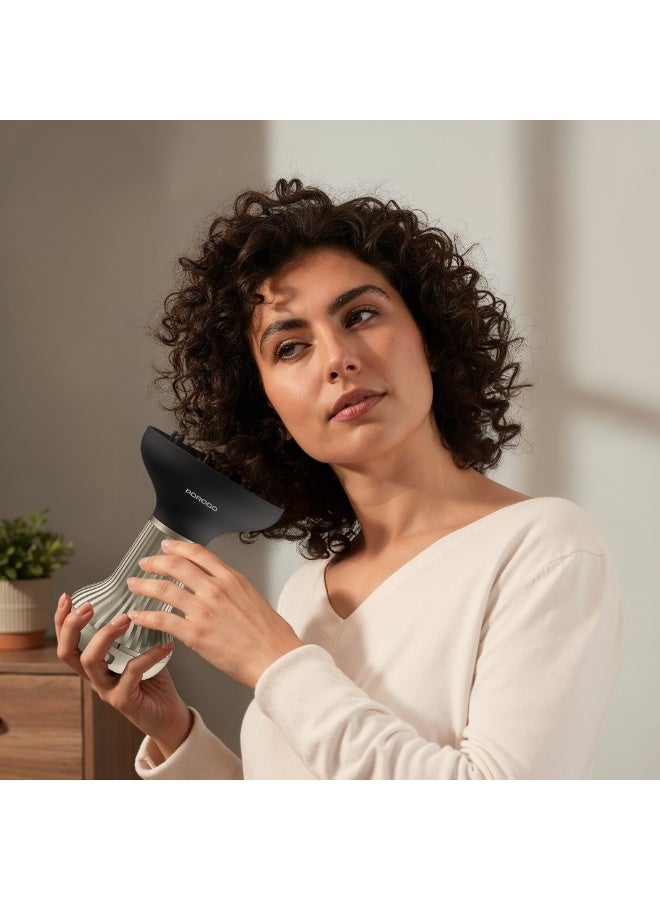 بورودو مجفف وموزع شعر محمول عالي السرعة للشعر المجعد / سرعتان، 3 إعدادات لدرجة الحرارة / سلك دوار 360 درجة / مجفف بفوهة مغناطيسية / طول السلك 1.8 متر / 16800 دورة في الدقيقة - ذهبي - Image 4