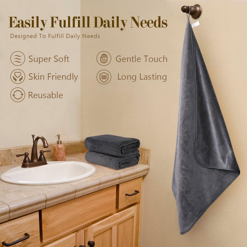 Orighty Bath Towels Pack of 2(27'' x 54'') - Soft Feel, Highly Absorbent, Quick Drying Microfiber for Body, Sport, Yoga, SPA, Fitness - Grey - Image 4