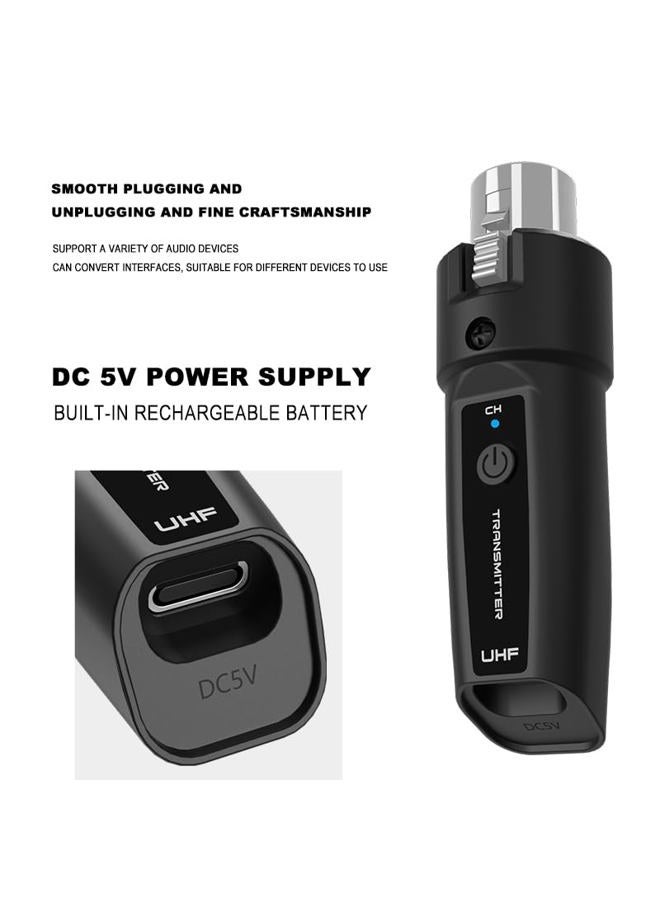 TAVOSOP Wireless Microphone Transmitter Receiver 2.4Ghz, XLR Microphone Wireless System, Rechargeable Wireless Mic Adapter for Audio Mixer, Dynamic Mic, Electric Guitar Bass(1 receive + 1 transmit) - Image 2