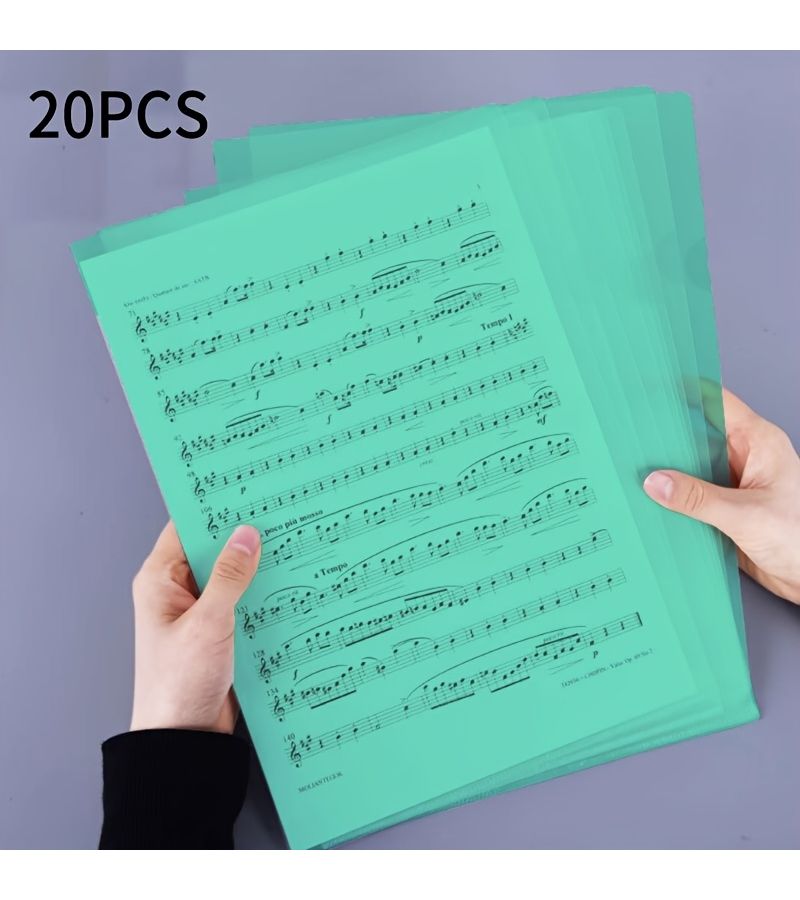 20pcs White L Shaped File Jacket A4 Transparent PP For School Office - Image 1