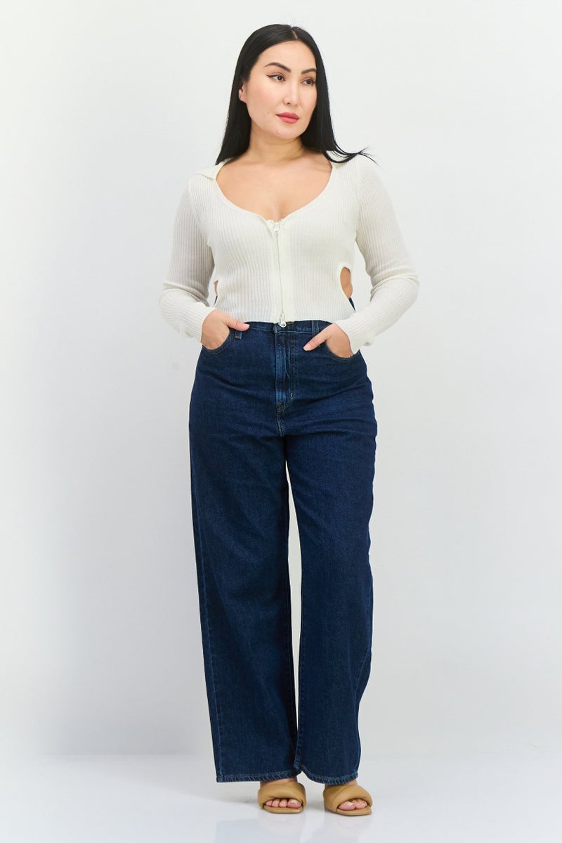 As You Women Scoop Neck Ribbed Cardigan, Cream  - Image 2