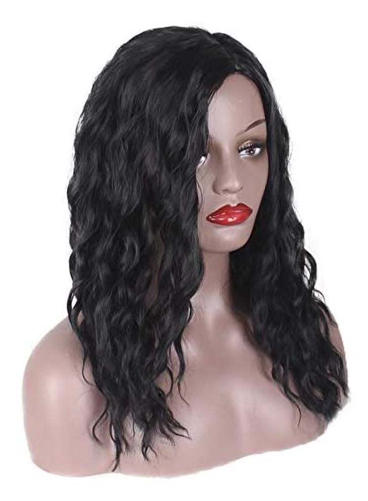 إستيل شعر مستعار مقاوم للحرارة من الألياف الطبيعة يبحث عن شعر مستعار كوسبلاي للاستخدام اليومي للحفلات الاصطناعية لاستبدال شعر مستعار أسود - Image 4