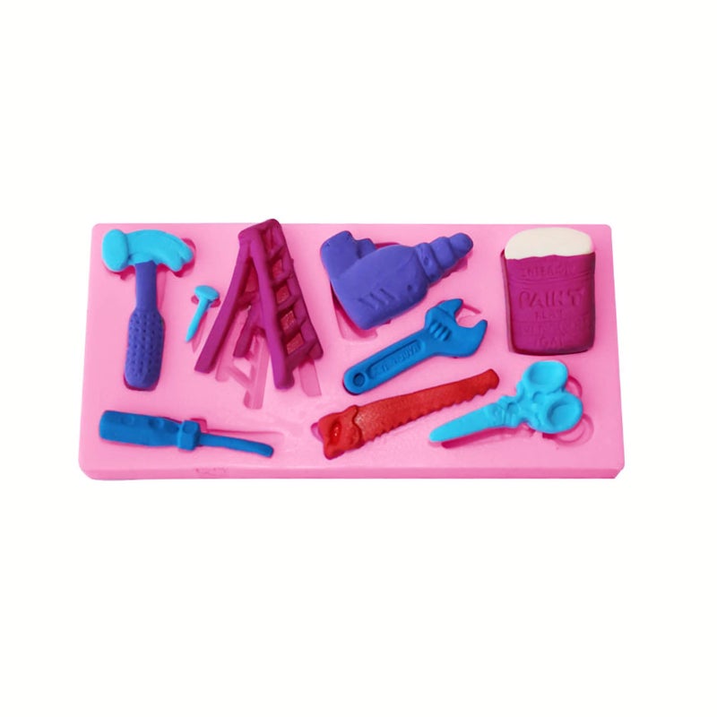HengKe 2 Pcs Hardware tools silicone jelly mold  ladder  hammer  screwdriver  scissors mold  Cake Decorating Tools Chocolate Mold Cupcake Decorating Topper Decoration Sugarcraft Icing Biscuit Decor - Image 5