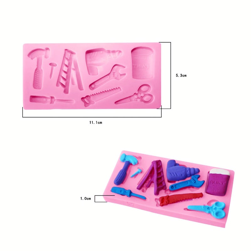HengKe 2 Pcs Hardware tools silicone jelly mold  ladder  hammer  screwdriver  scissors mold  Cake Decorating Tools Chocolate Mold Cupcake Decorating Topper Decoration Sugarcraft Icing Biscuit Decor - Image 3