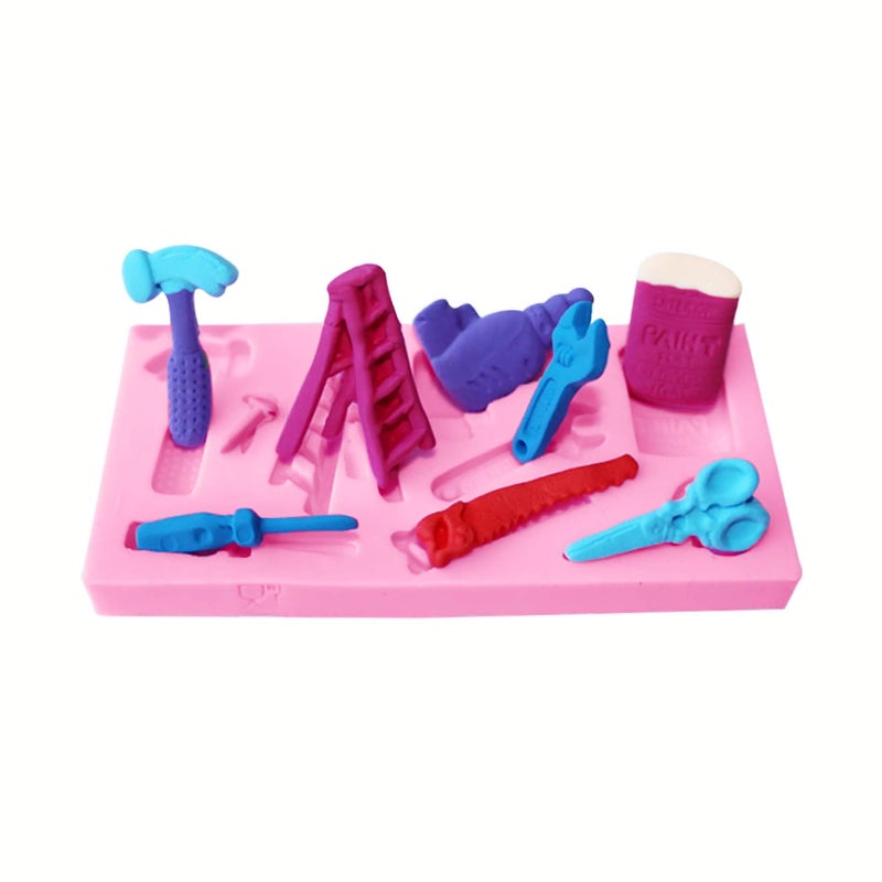 HengKe 2 Pcs Hardware tools silicone jelly mold  ladder  hammer  screwdriver  scissors mold  Cake Decorating Tools Chocolate Mold Cupcake Decorating Topper Decoration Sugarcraft Icing Biscuit Decor - Image 4