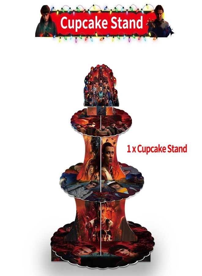 H.ebony Stranger 5 TV Party Supplies Decorations, Movie Theme Cupcake Stand, 12 Inch Cardboard Cupcake Tray for Birthday, Wedding, Party Decoration - Image 4