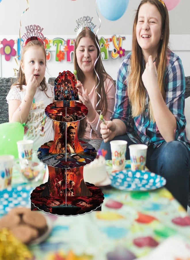 H.ebony Stranger 5 TV Party Supplies Decorations, Movie Theme Cupcake Stand, 12 Inch Cardboard Cupcake Tray for Birthday, Wedding, Party Decoration - Image 3