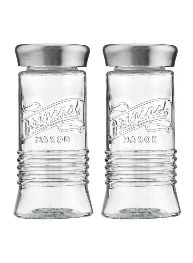 PARFAIT High Quality Glass Salt and Pepper Shaker Set Clear and Silver 150 ml 4377