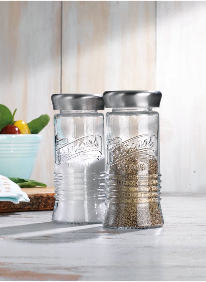 PARFAIT High Quality Glass Salt and Pepper Shaker Set Clear and Silver 150 ml 4377  - Image 2