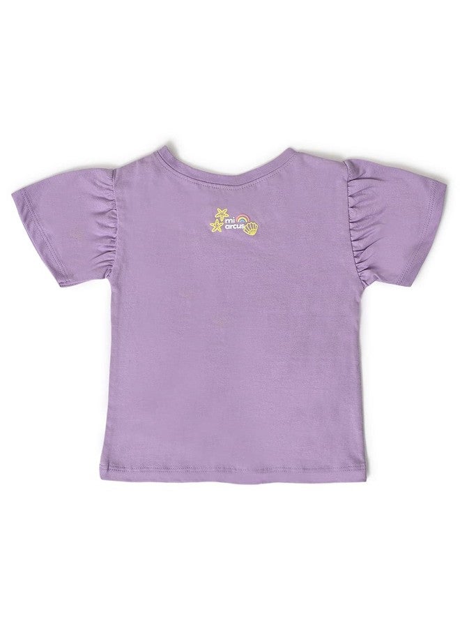 Mi Arcus Cotton Printed Round Neck Short Sleeve Baby Tshirt for 0-3 Months Girls Kids Infants Toddlers Pack fo 2 Purple, Blue - Image 5