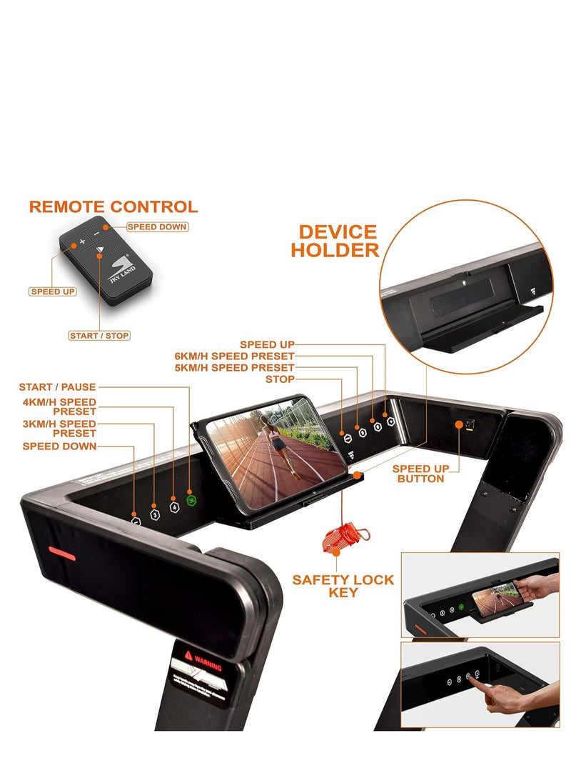 Sky Land - Foldable 3-in-1 Under Desk Treadmill | 2.5HP Quiet Running Machine for Home with Shock Absorption, LED Display & Device Holder | Supports 110kg User Weight | Walking pad For Home Gym & Office Use EM-1296 - Image 1