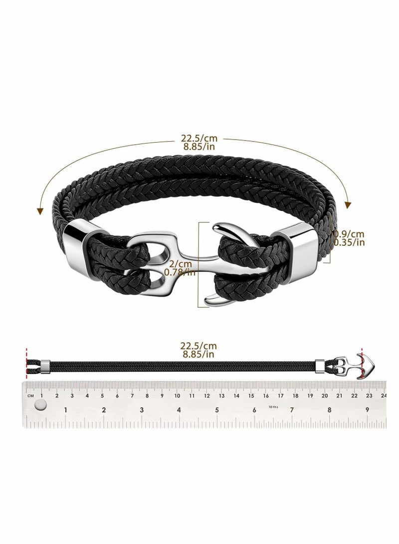 KASTWAVE Unisex Handmade Bracelet, Multilayer Vintage Anchor Cuff Bracelet Cuff Wrap Rope Wristband Friendship Bracelet for Men & Women Jewelry - Image 4