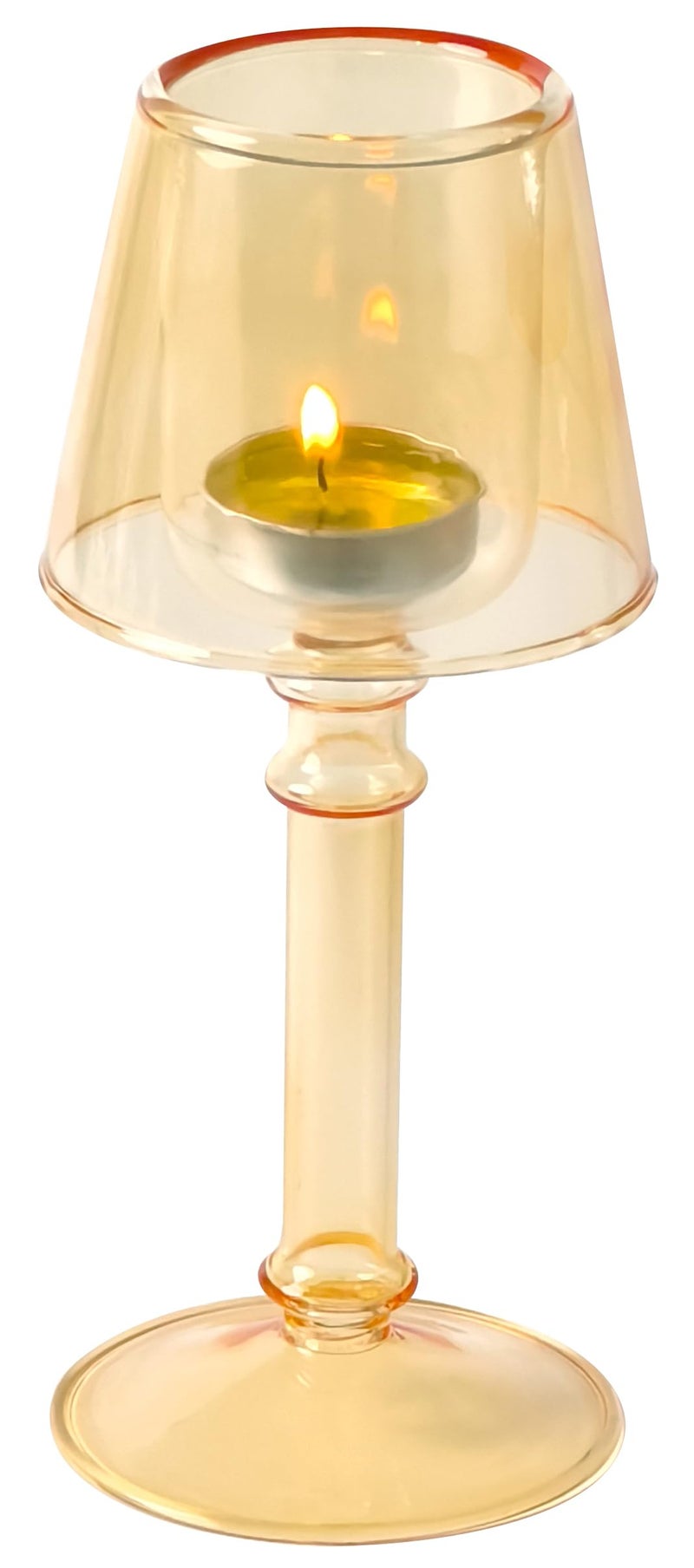 Gurfuy Amber Glass Hurricane Candleholder - Desk Lamp Shaped Glass Hurricane Candle Holder Crystal Decorative Candle Stand for Table Wedding Dinning Centerpieces Party Supplies Festival Decor - Image 1