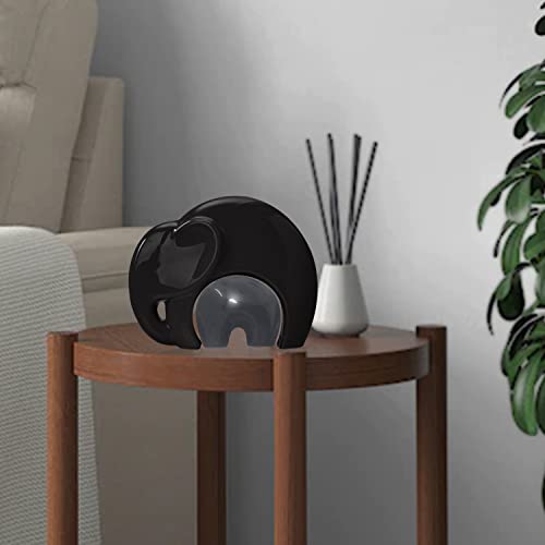 SRJANA Home Décor Lucky Charm Elephant Mother & Child | Piano Finish Ceramic Figures - (Set of 2 Piece, Black and Grey) - Image 3
