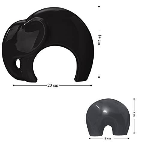 SRJANA Home Décor Lucky Charm Elephant Mother & Child | Piano Finish Ceramic Figures - (Set of 2 Piece, Black and Grey) - Image 4