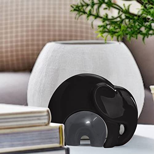 SRJANA Home Décor Lucky Charm Elephant Mother & Child | Piano Finish Ceramic Figures - (Set of 2 Piece, Black and Grey) - Image 5
