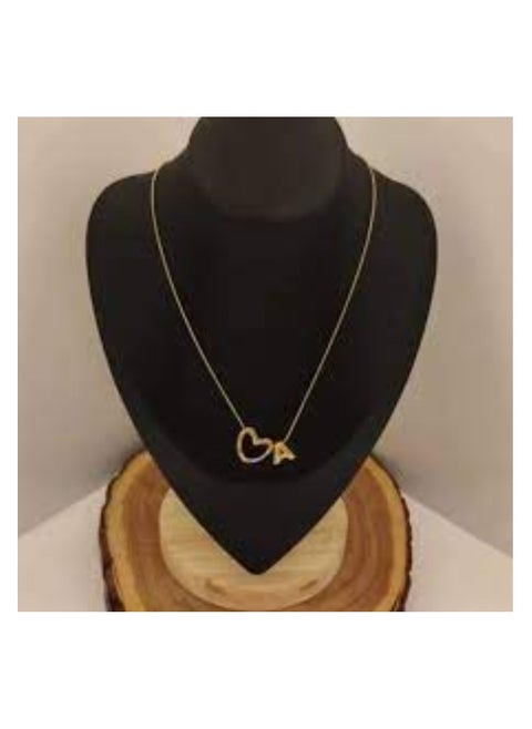 Stainless steel accessory necklace - distinctive design - heart shape with the letter A - golden color