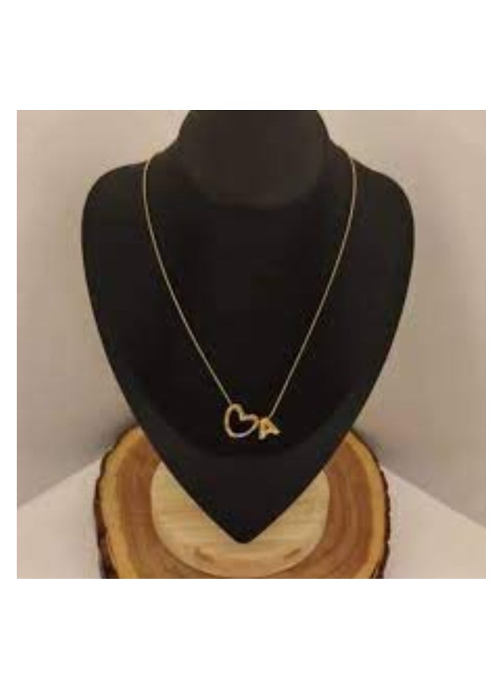 Generic Stainless steel accessory necklace - distinctive design - heart shape with the letter A - golden color 