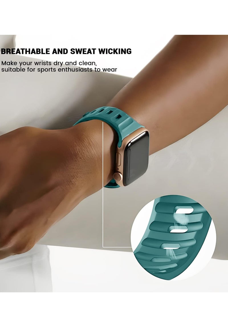 Generic - Compatible with Apple Watch Band 38mm 40mm 41mm 42mmBands for Men Women, Unique Rugged Design Silicone Wristband Strap for iWatch Series 10/9/8/7/6/5/4/3/2/1/SE 2/1 Green - Image 1