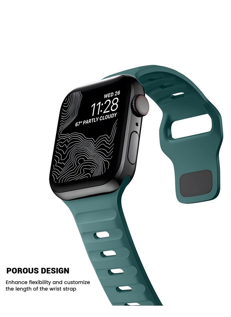 Generic - Compatible with Apple Watch Band 38mm 40mm 41mm 42mmBands for Men Women, Unique Rugged Design Silicone Wristband Strap for iWatch Series 10/9/8/7/6/5/4/3/2/1/SE 2/1 Green - Image 1