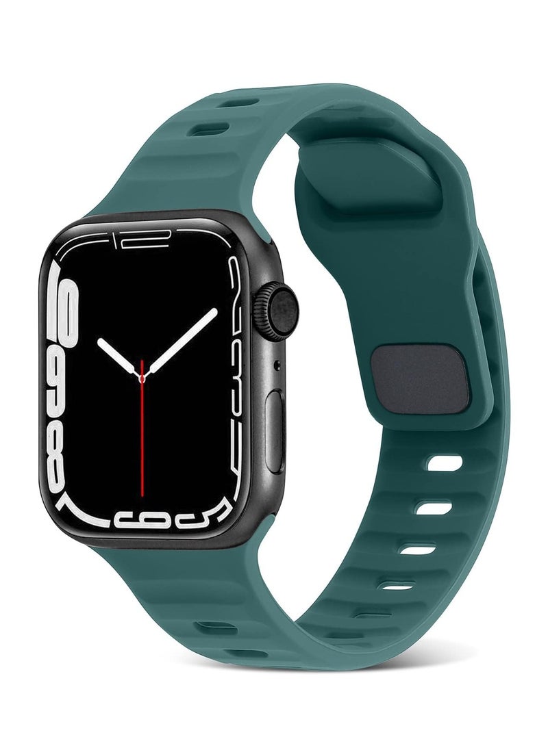 Generic - Compatible with Apple Watch Band 38mm 40mm 41mm 42mmBands for Men Women, Unique Rugged Design Silicone Wristband Strap for iWatch Series 10/9/8/7/6/5/4/3/2/1/SE 2/1 Green - Image 1