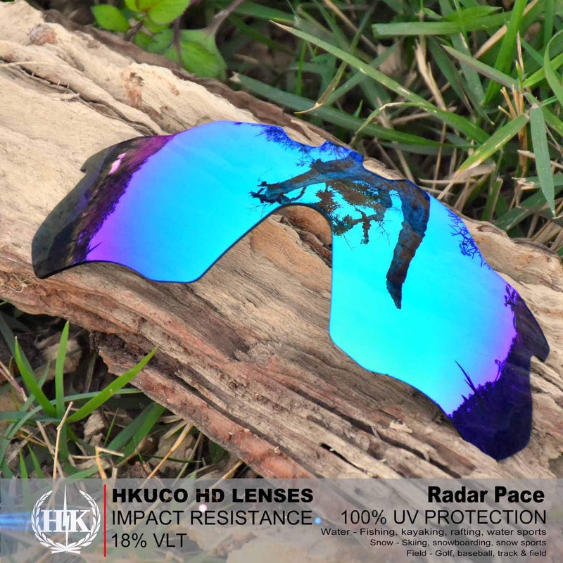 Generic HKUCO Reinforce Mens Replacement Lenses For Oakley Radar Pace Blue/24K Gold/Emerald Green Sunglasses  - Image 2