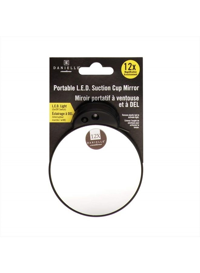 Danielle مرآة سفر بحجم 12x تكبير، سوداء/وردية، 0.15 رطل - Image 1