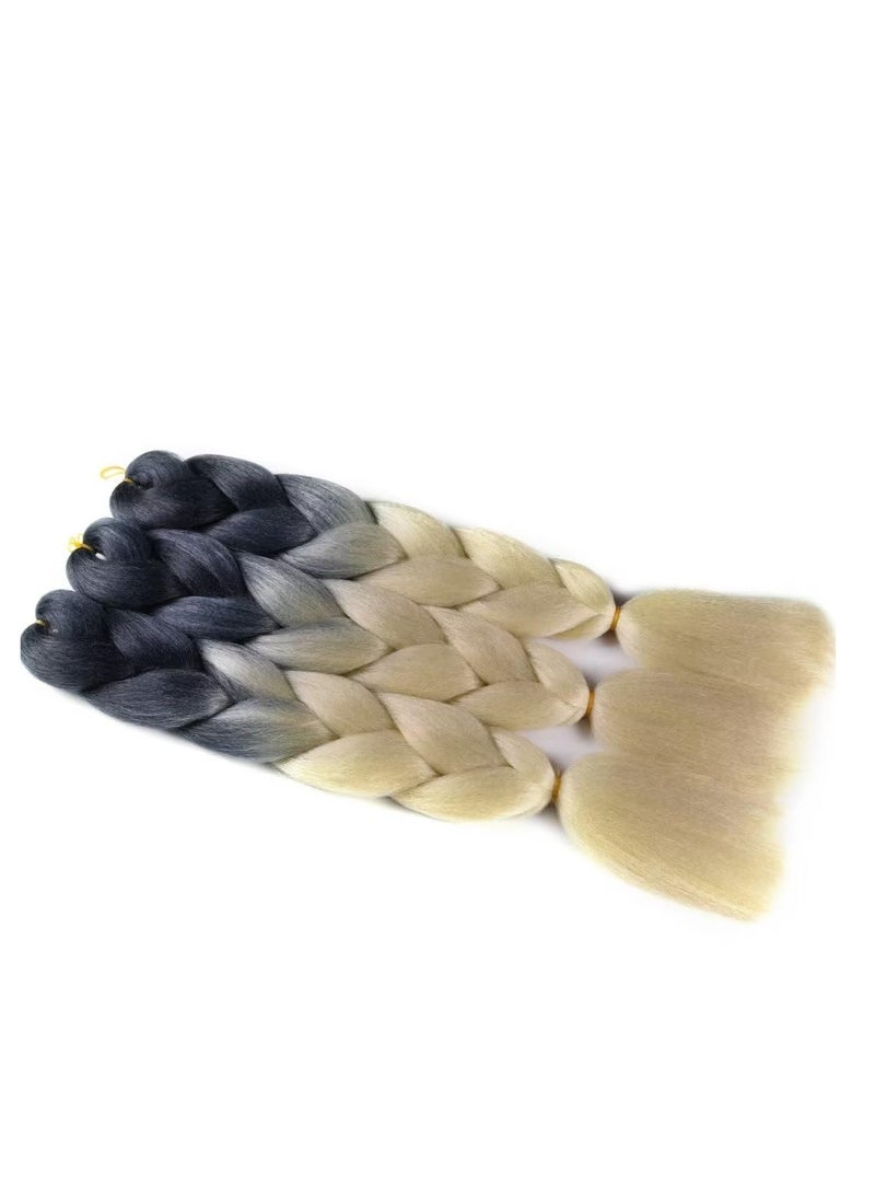 KASTWAVE Ombre Braiding Hair 24 Inch, 3 Packs 24 Inch Braiding Hair, Extension Ombre Colors Hot Water Seal Soft High Temperature Braiding Hair, Heat Resistance Synthetic Hair for Braiding ( Black-Blonde ) - Image 5