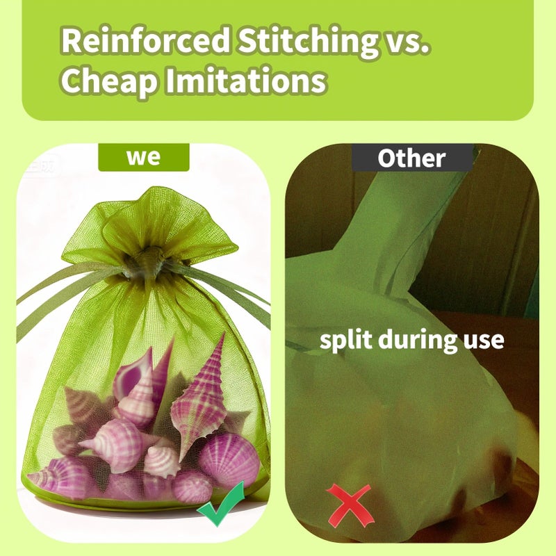 100 Pcs 4x6 Inch 10x15 Cm Reusable Army Green Fine Mesh Organza Fruit Protection Drawstring Pouches For Garden Protecting Flowers Mangoes Dragon Fruit And Vegetables From Birds And Squirrels - Image 3