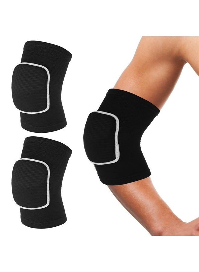 Sibba دعامات كوع ضغط لدعم الذراع للياقة البدنية واقي الذراع والركبة للكرة الطائرة وكرة السلة أكمام كوع قابلة للتنفس للأطفال والرجال والنساء (أسود، 40-75 كجم) - Image 2