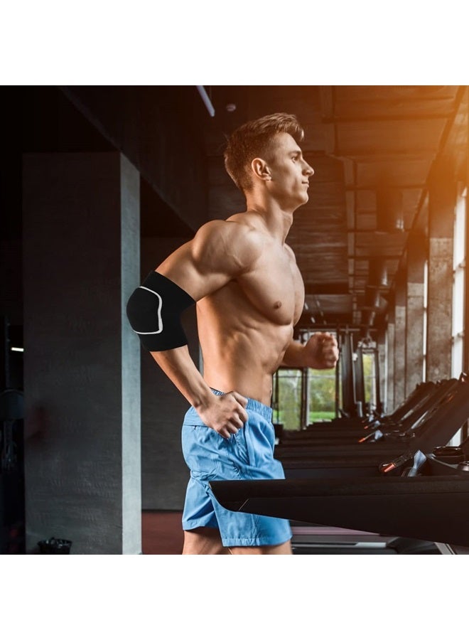 Sibba دعامات كوع ضغط لدعم الذراع للياقة البدنية واقي الذراع والركبة للكرة الطائرة وكرة السلة أكمام كوع قابلة للتنفس للأطفال والرجال والنساء (أسود، 40-75 كجم) - Image 4