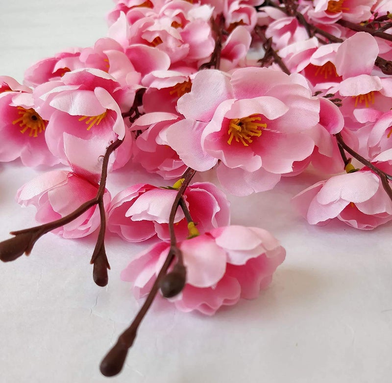 Everbuy Artificial Flowers Bunch for Home Decoration Cherry Blossom (Light Pink, 7 Branches) - Image 4